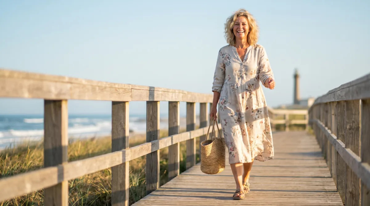 Woman walking with lighter, more comfortable legs